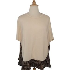 Misslook‎ Cream Top with Animal Print Hem
